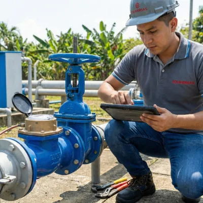 Técnico realizando instalación en campo