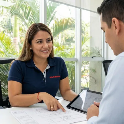 Equipo de ventas analizando proyectos